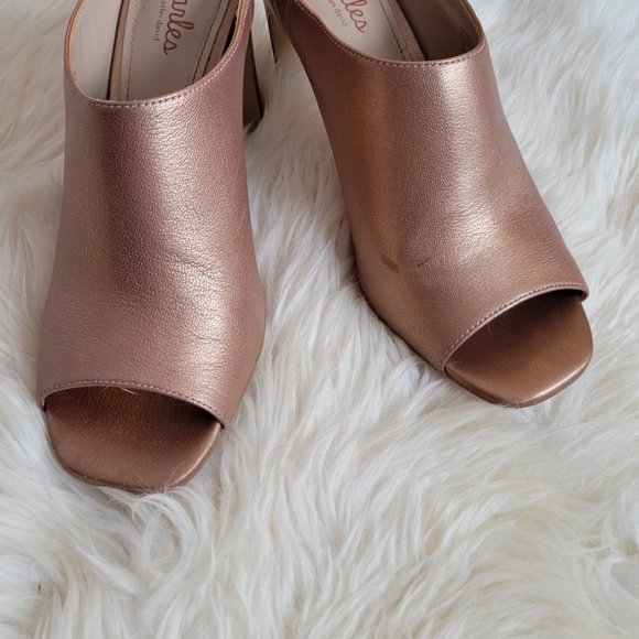 Charles x Charles David Goldie Peep-Toe Mule Genuine Rose Gold Leather Size 8.5 - Picture 3 of 5